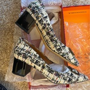 Tory Burch. Tweed pumps. GiGi 55mm pointed toe pump.